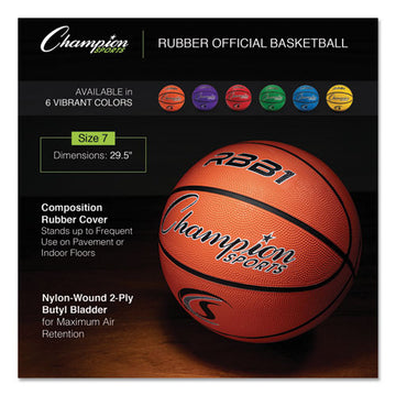 Champion Sports Rubber Sports Ball, For Basketball, No. 7 Size, Official Size, Orange freeshipping - TVN Wholesale